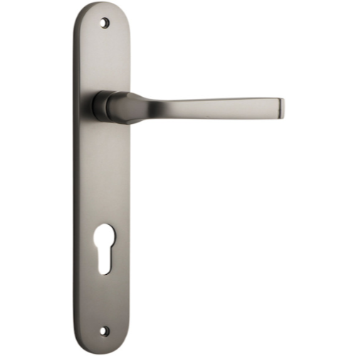 Door Lever Annecy Oval Euro Satin Nickel CTC85mm H230xW40xP62mm in Satin Nickel