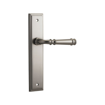 Door Lever Verona Stepped Latch Satin Nickel H237xW50xP59mm in Satin Nickel