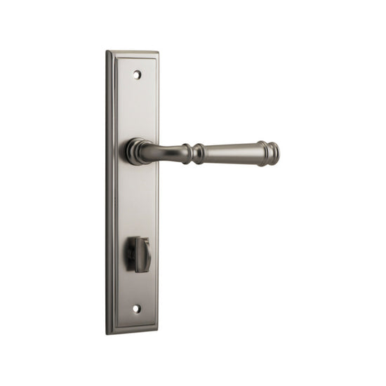 Door Lever Verona Stepped Privacy Satin Nickel CTC85mm H237xW50xP59mm in Satin Nickel