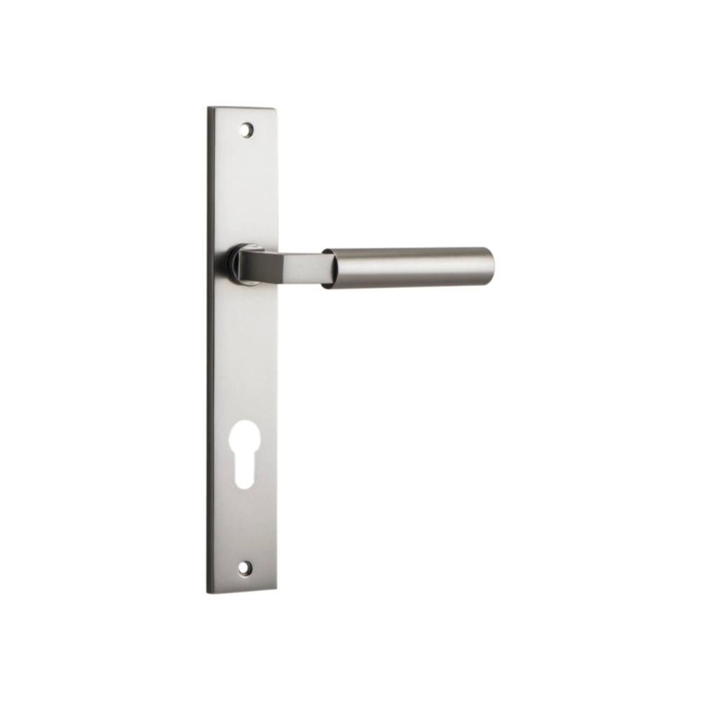 Door Lever Berlin Rectangular Euro Satin Nickel CTC85mm H240xW38xP57mm in Satin Nickel