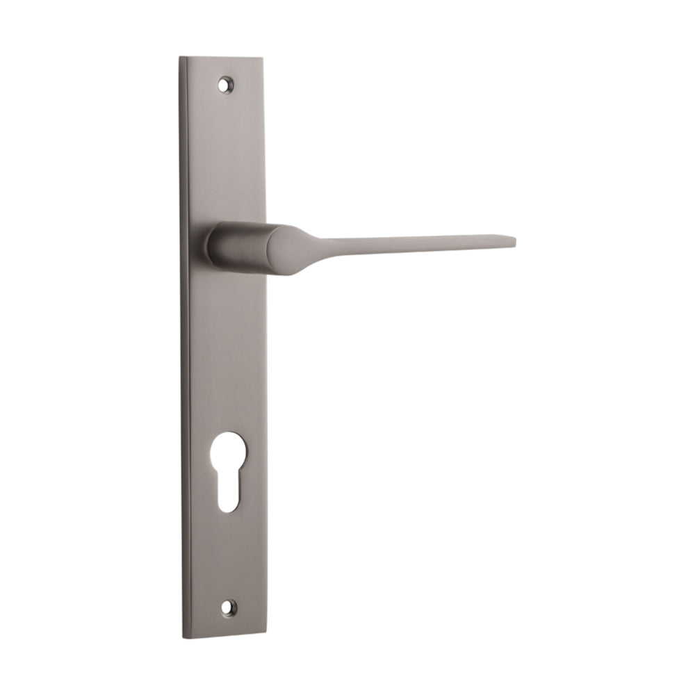 Door Lever Como Rectangular Euro Satin Nickel CTC85mm H240xW38xP59mm in Satin Nickel