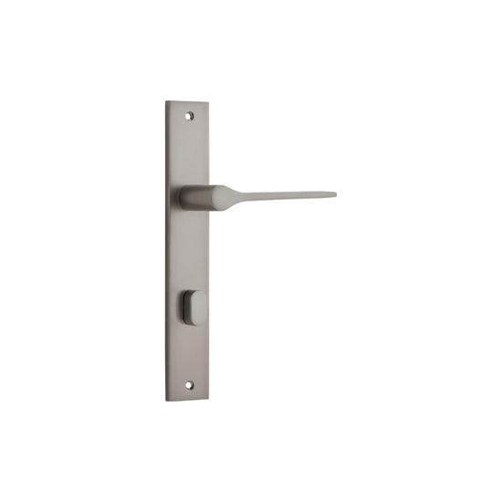 Door Lever Como Rectangular Privacy Satin Nickel CTC85mm H240xW38xP59mm in Satin Nickel