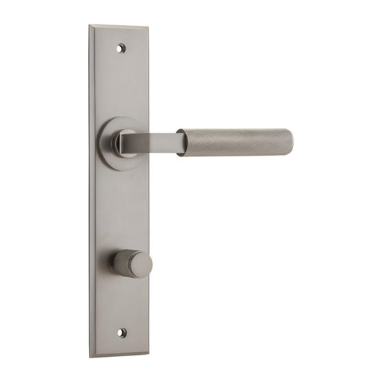 Door Lever Brunswick Chamfered Privacy Satin Nickel CTC85mm H240xW50xP60mm in Satin Nickel