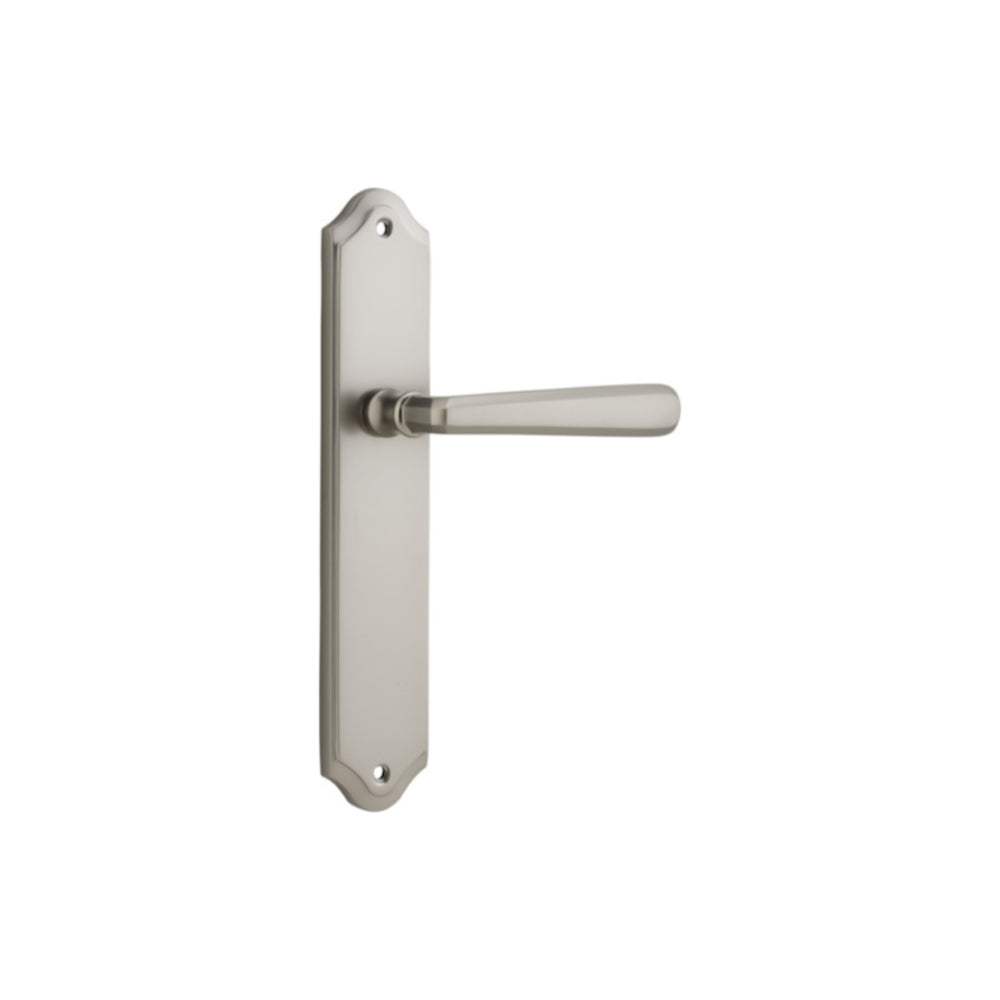 Door Lever Copenhagen Shouldered Privacy Pair Satin Nickel CTC85mm H250xW48xP61mm in Satin Nickel