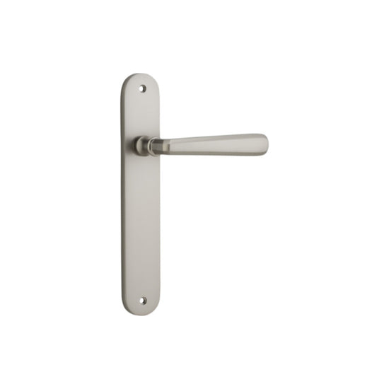 Door Lever Copenhagen Oval Privacy Pair Satin Nickel CTC85mm H240xW40xP61mm in Satin Nickel