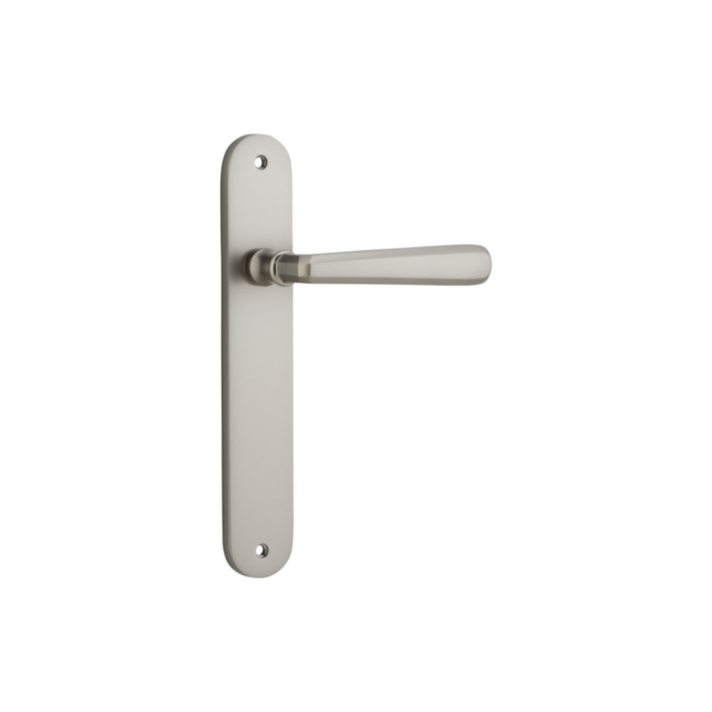 Door Lever Copenhagen Oval Privacy Pair Satin Nickel CTC85mm H240xW40xP61mm in Satin Nickel