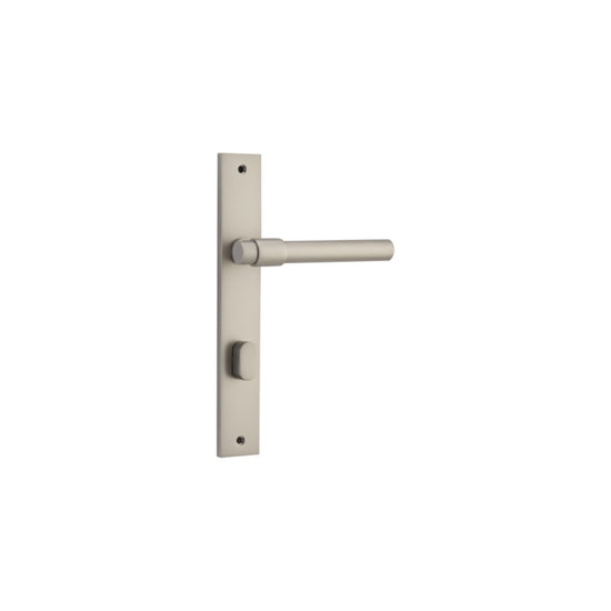 Door Lever Helsinki Rectangular Privacy Pair Satin Nickel CTC85mm H240xW38xP44mm in Satin Nickel