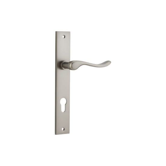 Door Lever Stirling Rectangular Euro Pair Satin Nickel CTC85mm H240xW38xP64mm in Satin Nickel