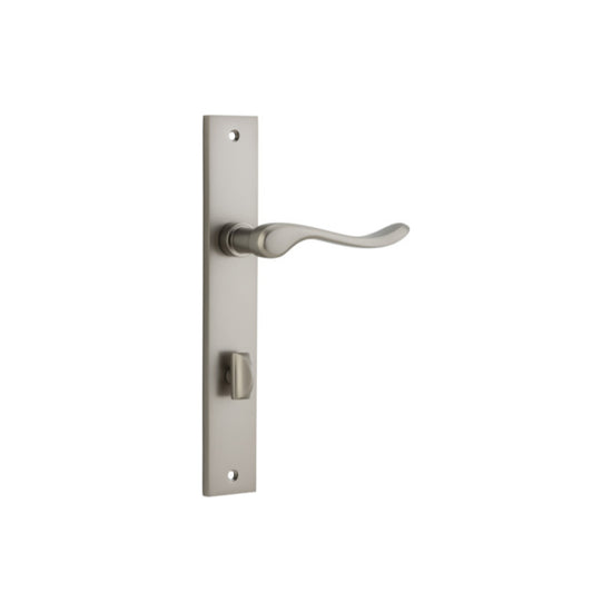 Door Lever Stirling Rectangular Privacy Pair Satin Nickel CTC85mm H240xW38xP64mm in Satin Nickel