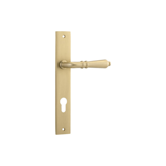 Door Lever Sarlat Rectangular Euro Brushed Brass CTC85mm H240xW38xP55mm in Brushed Brass