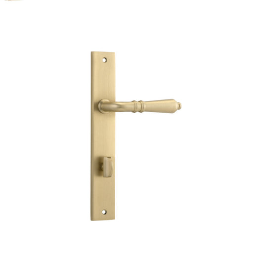 Door Lever Sarlat Rectangular Privacy Brushed Brass CTC85mm H240xW38xP55mm in Brushed Brass