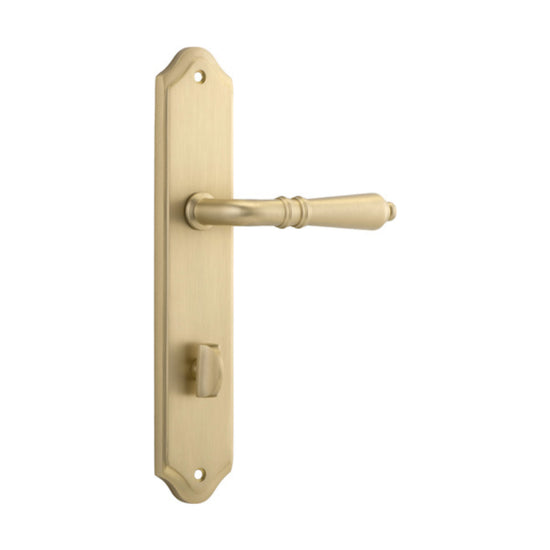 Door Lever Sarlat Shouldered Privacy Brushed Brass CTC85mm H250xW48xP57mm in Brushed Brass