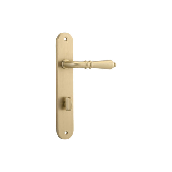 Door Lever Sarlat Oval Privacy Brushed Brass CTC85mm H230xW40xP55mm in Brushed Brass