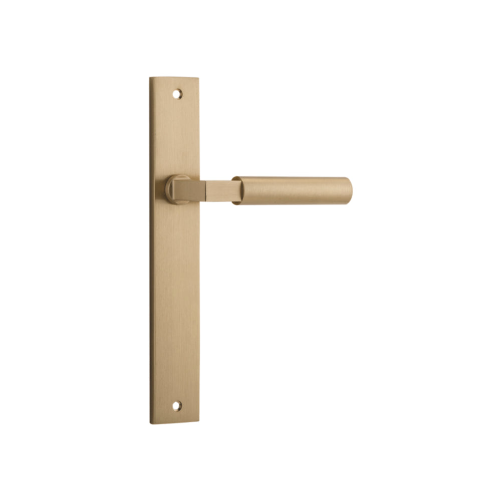 Door Lever Berlin Rectangular Latch Brushed Brass H240xW38xP57mm in Brushed Brass