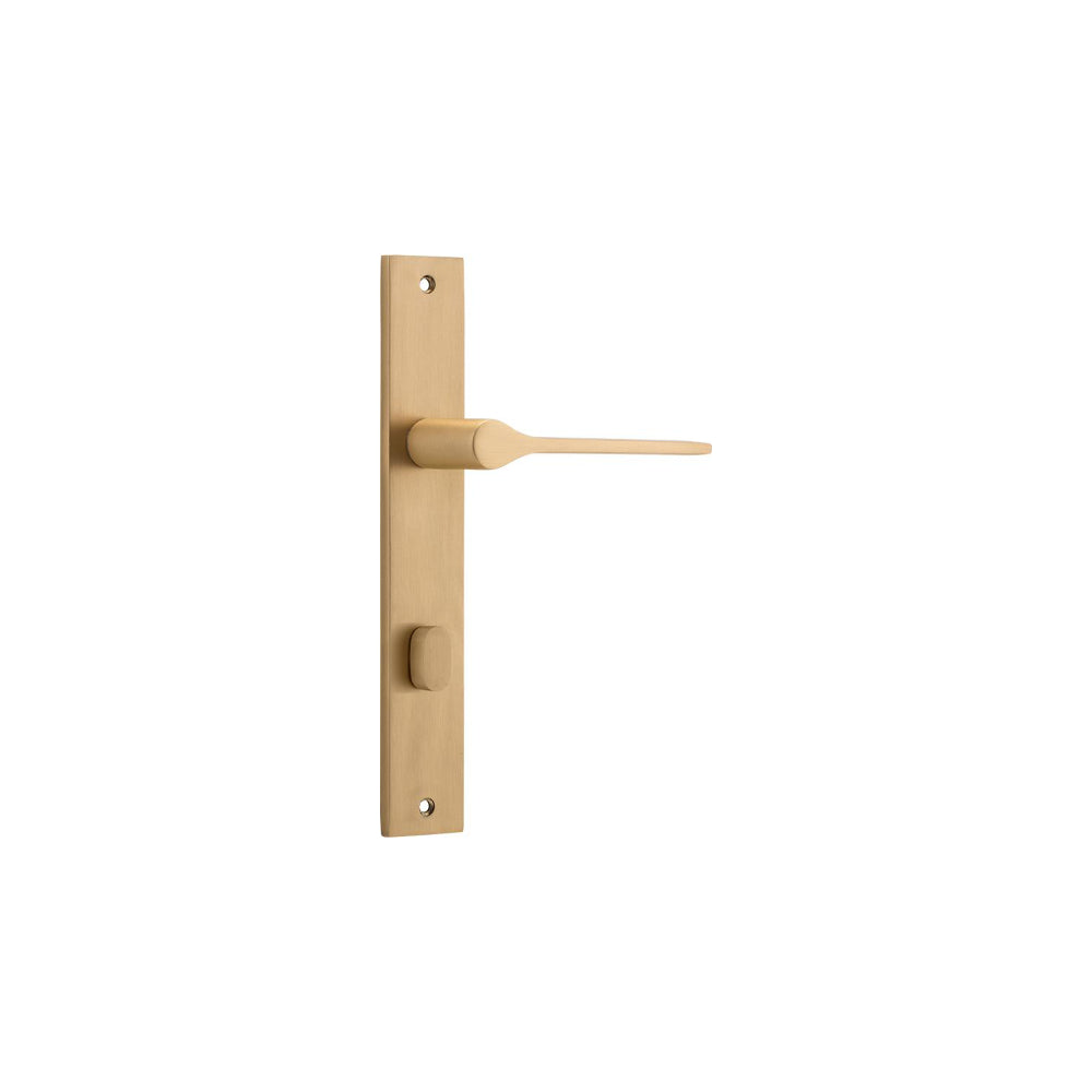 Door Lever Como Rectangular Privacy Brushed Brass CTC85mm H240xW38xP58mm in Brushed Brass