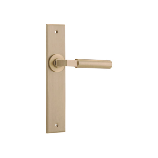 Door Lever Berlin Chamfered Latch Brushed Brass H240xW50xP59mm in Brushed Brass