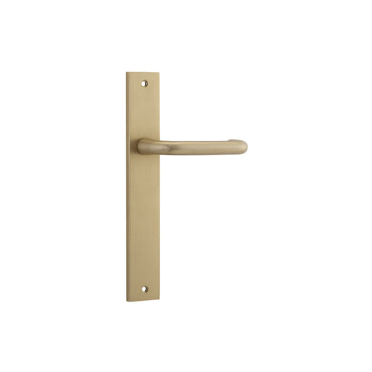 Door Lever Oslo on Long Backplate Brushed Brass H237xW50xP57mm in Brushed Brass