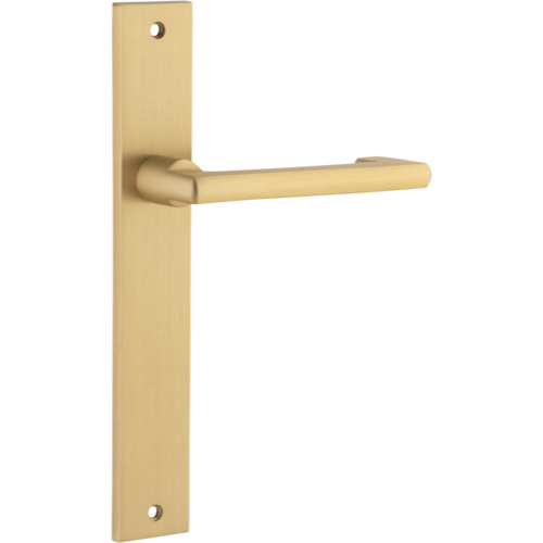 Door Lever Baltimore Return on Long Backplate Pair Brushed Brass H240xW38xP58mm in Brushed Brass