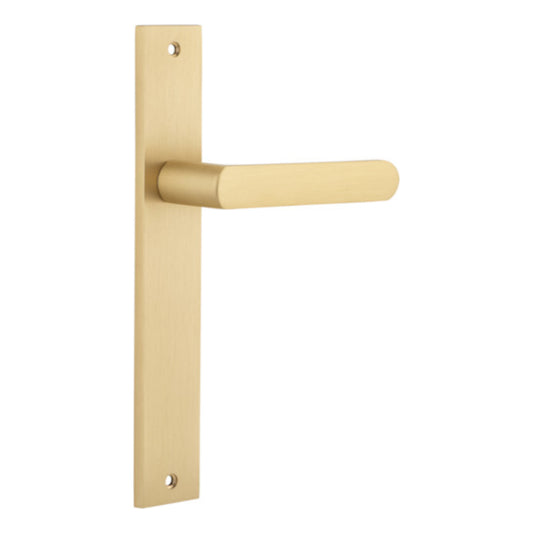 Door Lever Osaka on Long Backplate Pair Brushed Brass H240xW38xP55mm in Brushed Brass