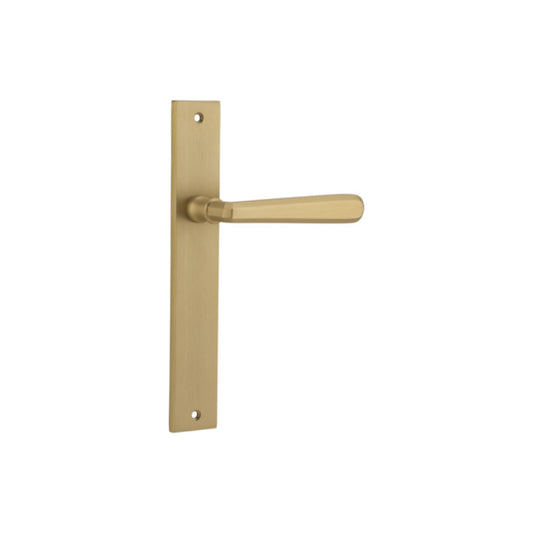 Door Lever Copenhagen on Long Backplate Pair Brushed Brass H240xW38xP61mm in Brushed Brass