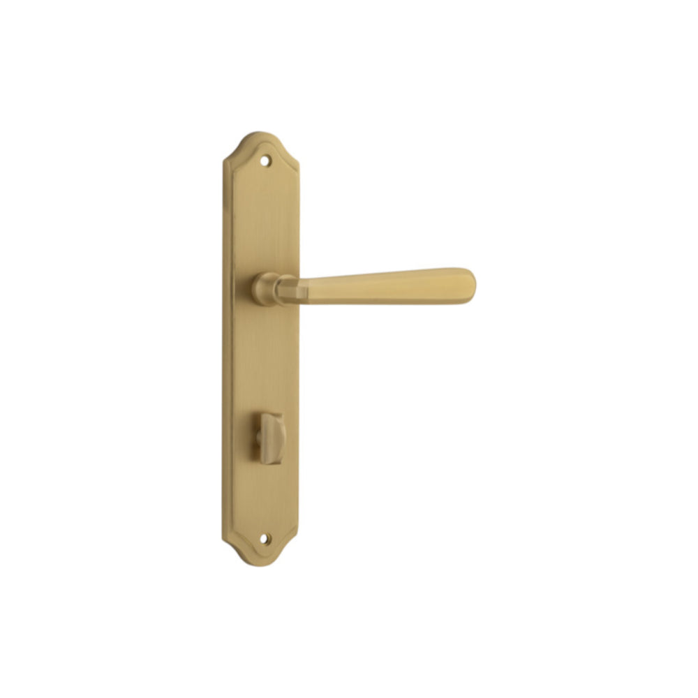 Door Lever Copenhagen Shouldered Privacy Pair Brushed Brass CTC85mm H250xW48xP61mm in Brushed Brass