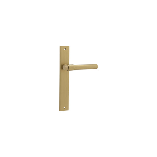 Door Lever Helsinki on Long Backplate Pair Brushed Brass H240xW38xP44mm in Brushed Brass