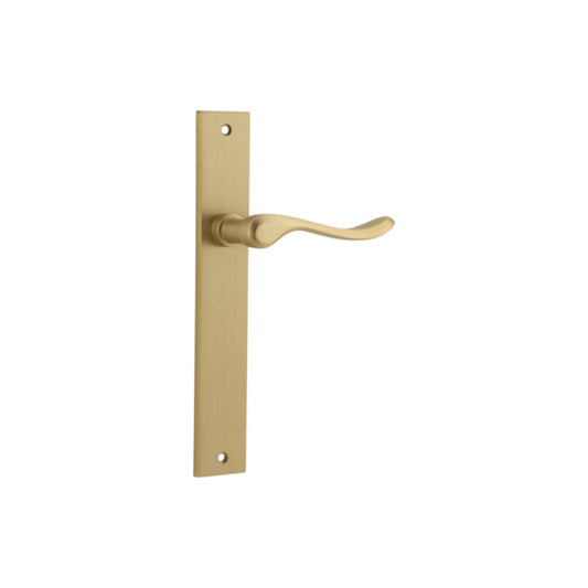 Door Lever Stirling on Long Backplate Pair Brushed Brass H240xW38xP64mm in Brushed Brass