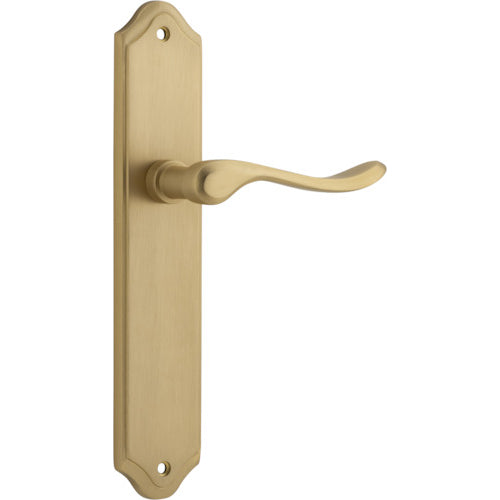 Door Lever Stirling Shouldered Latch Pair Brushed Brass H250xW48xP64mm in Brushed Brass