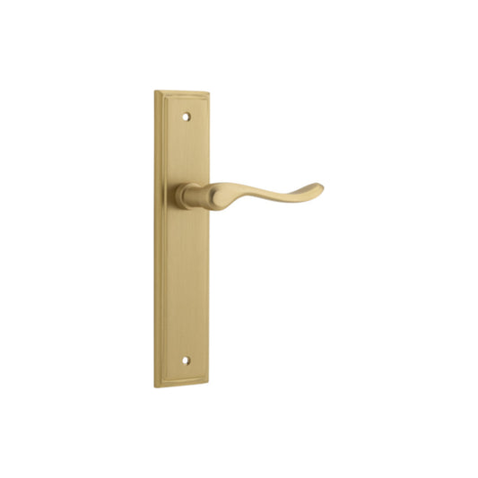 Door Lever Stirling Stepped Latch Pair Brushed Brass H237xW50xP64mm in Brushed Brass