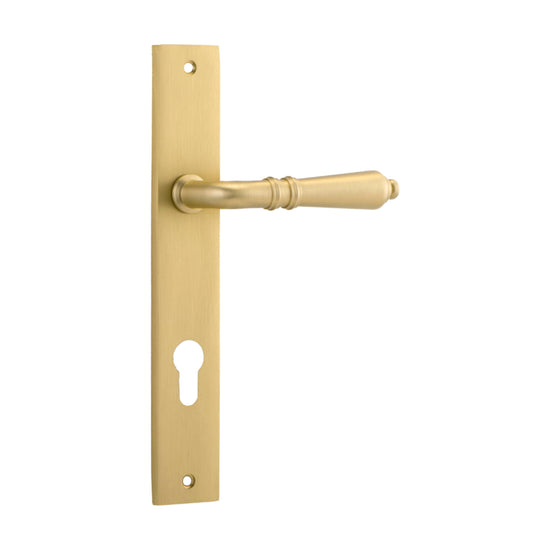 Door Lever Sarlat Rectangular Euro Brushed Gold PVD CTC85mm H240xW38xP55mm in Brushed Gold PVD