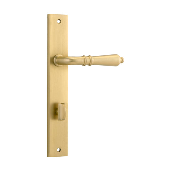 Door Lever Sarlat Rectangular Privacy Brushed Gold PVD CTC85mm H240xW38xP55mm in Brushed Gold PVD