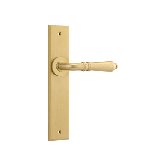 Door Lever Sarlat Chamfered Latch Brushed Gold PVD H240xW50xP55mm in Brushed Gold PVD