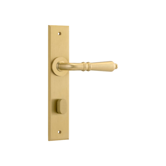 Door Lever Sarlat Chamfered Privacy Brushed Gold PVD CTC85mm H240xW50xP55mm in Brushed Gold PVD