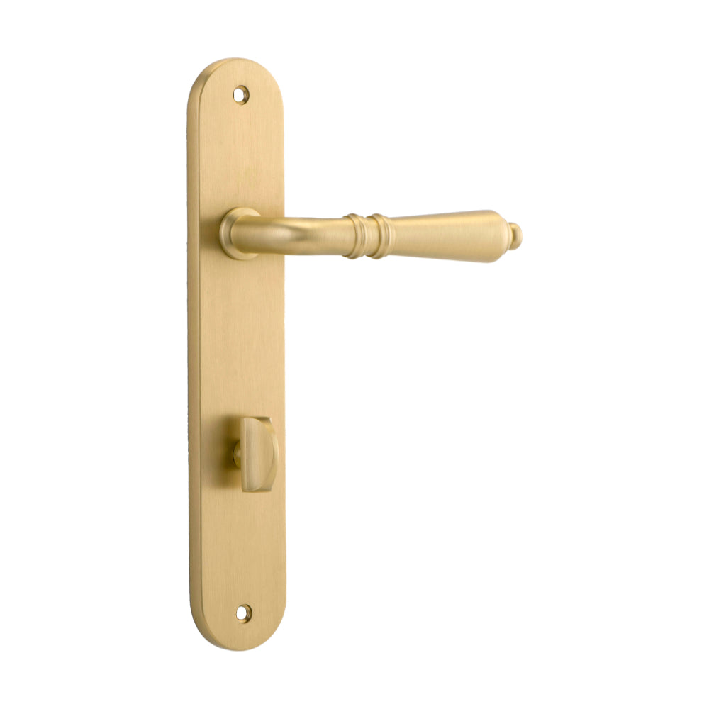 Door Lever Sarlat Oval Privacy Brushed Gold PVD CTC85mm H240xW40xP55mm in Brushed Gold PVD