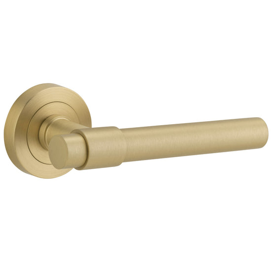 Door Lever Helsinki Round Rose Pair Brushed Gold PVD D52xP44mm in Brushed Gold PVD