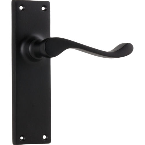 Door Lever Victorian Latch Pair Matt Black H152xW42xP59mm in Matt Black