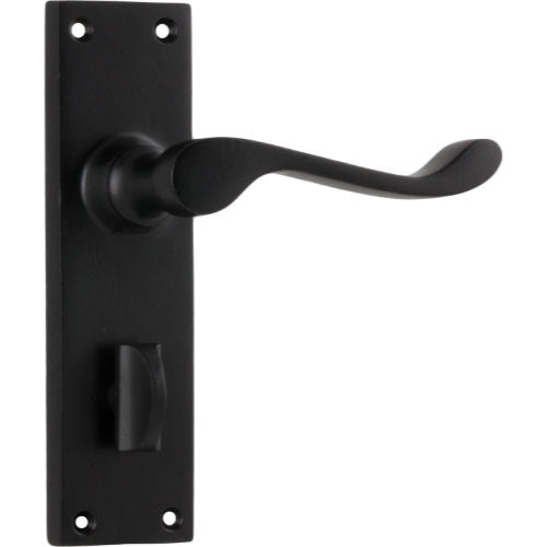 Door Lever Victorian Privacy Pair Matt Black H152xW42xP59mm in Matt Black