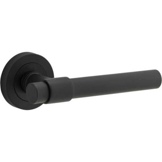 Door Lever Helsinki Round Rose Matt Black D52xP44mm

(Latch/Lock Sold Separately) in Matt Black