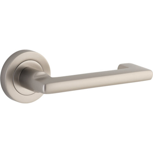 Door Lever Baltimore Return Round Rose Satin Nickel D52xP58mm

(Latch/Lock Sold Separately) in Satin Nickel