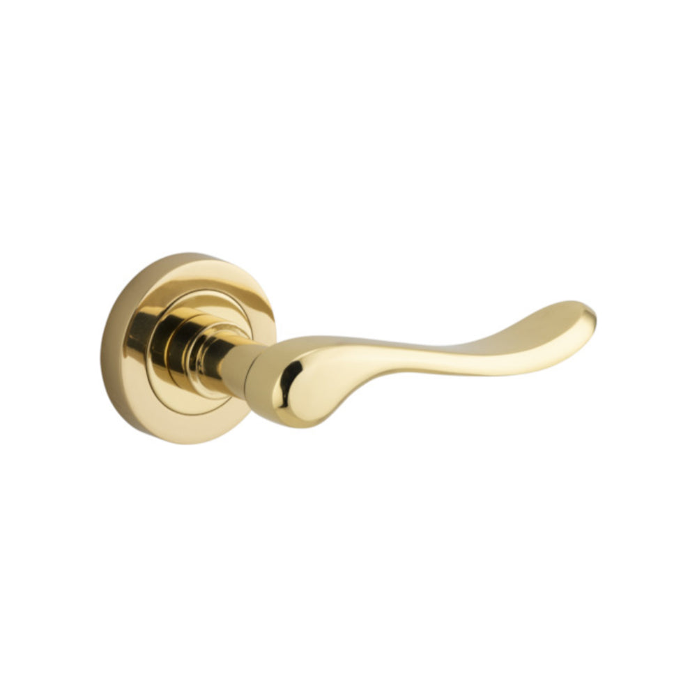 Door Lever Stirling Round Rose Polished Brass D52xP64mm

(Latch/Lock Sold Separately) in Polished Brass