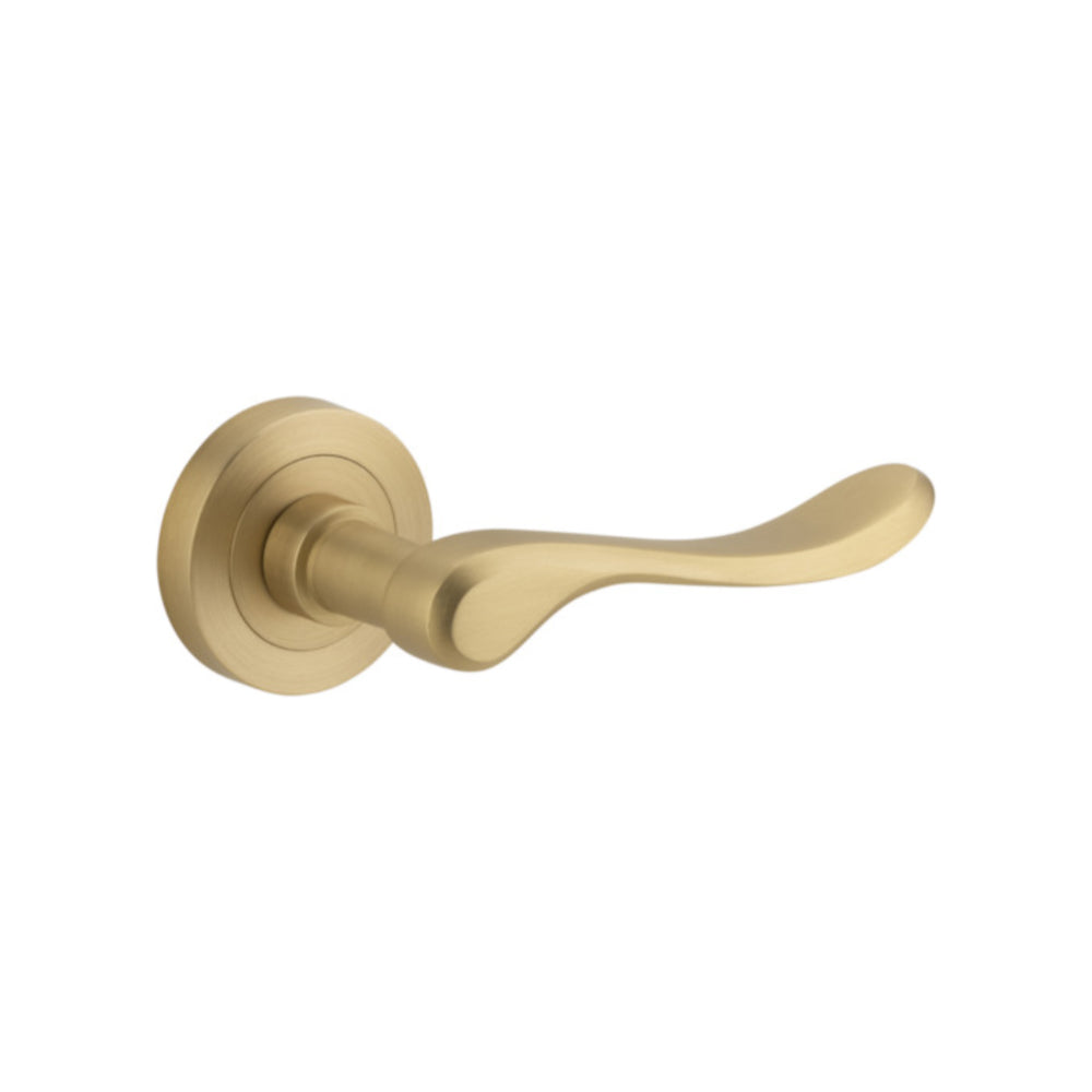 Door Lever Stirling Round Rose Brushed Brass D52xP64mm

(Latch/Lock Sold Separately) in Brushed Brass