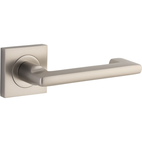 Door Lever Baltimore Return Square Rose Satin Nickel H52xW52xP58mm

(Latch/Lock Sold Separately) in Satin Nickel