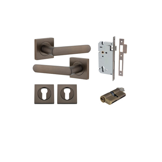 Door Lever Osaka Square Rose Signature Brass H52xW52xP55mm Entrance Kit, Mortice Lock Euro Signature Brass CTC85mm Backset 60mm, Euro Cylinder Dual Function 5 Pin Signature Brass L65mm KA1, Escutcheon Euro Concealed Fix Square Pair Signature Brass … in Si