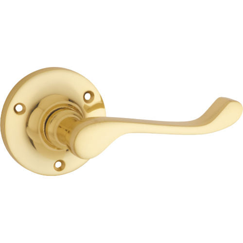 Door Lever Victorian Round Rose Pair Unlacquered Polished Brass D63xP58mm

(Latch/Lock Sold Separately) in Polished Brass Unlacquered