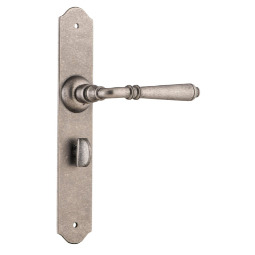 Door Lever Reims Privacy Pair Rumbled Nickel H240xW40xP70mm in Rumbled Nickel