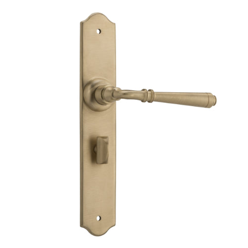 Door Lever Reims Privacy Pair Satin Brass H240xW40xP70mm in Satin Brass