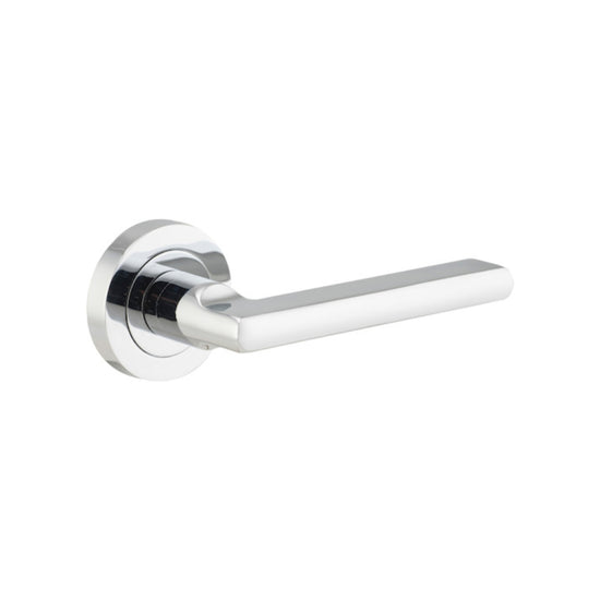 Door Lever Baltimore Round Rose Pair Polished Chrome D52xP58mm

(Latch/Lock Sold Separately) in Polished Chrome