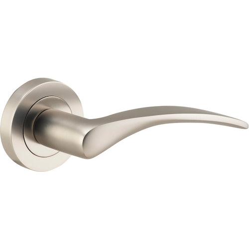 Door Lever Oxford Round Rose Pair Satin Nickel D52xP64mm

(Latch/Lock Sold Separately) in Satin Nickel