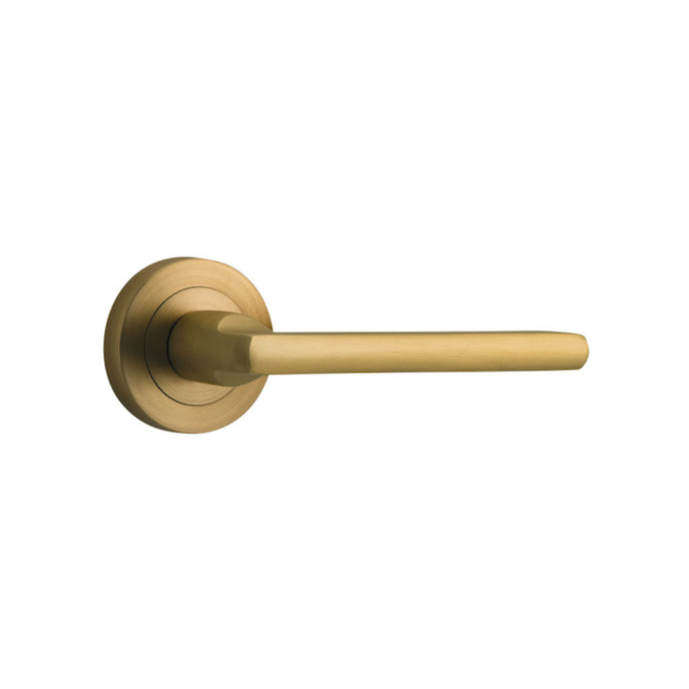 Door Lever Baltimore Round Rose Pair Brushed Brass D52xP58mm

(Latch/Lock Sold Separately) in Brushed Brass