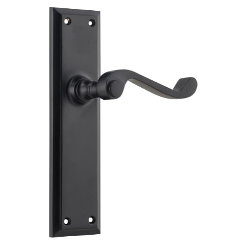 Door Lever Milton Latch Pair Matt Black H200xW50xP68mm in Matt Black